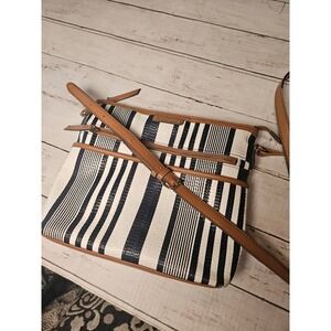 Rosetti Navy White Striped Crossbody Bag Nautical Faux Leather Trim